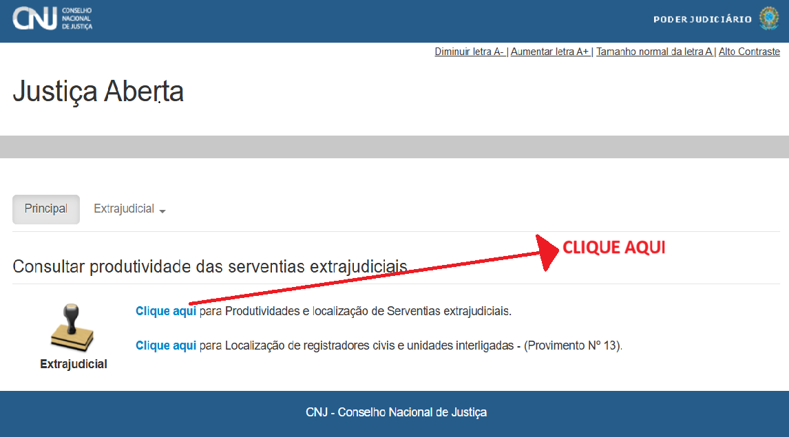 Passo 2: seleção da consulta de serventias extrajudiciais